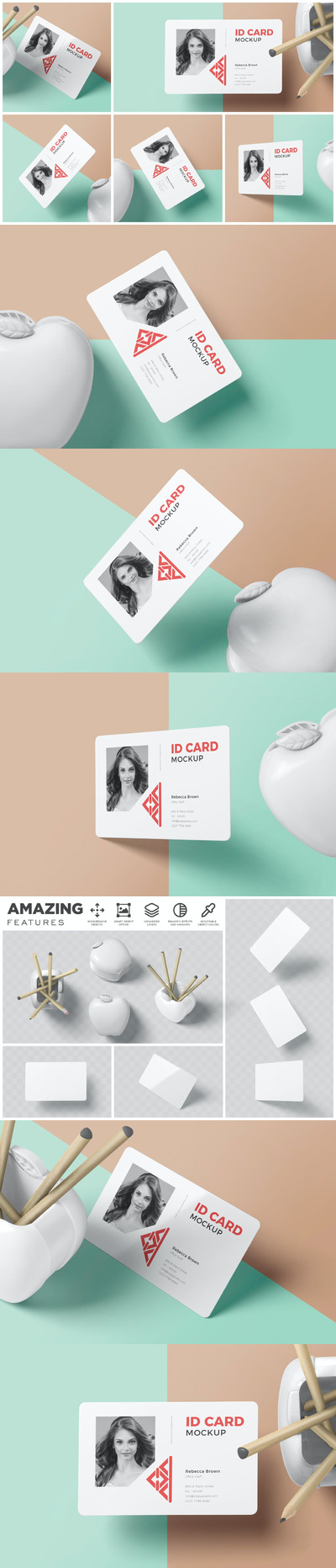 ID卡身份证设计样机模板 (PSD)