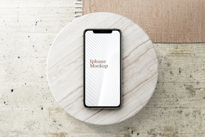 圆形大理石背景iPhone苹果手机样机 (PSD)
