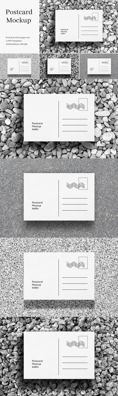 石子背景明信片设计展示样机 (PSD)