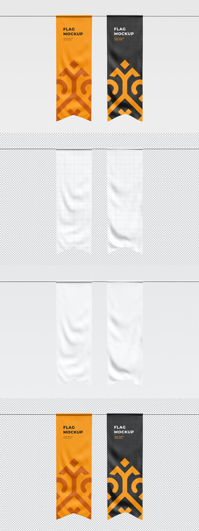 竖向广告旗帜品牌设计样机模板 (PSD)