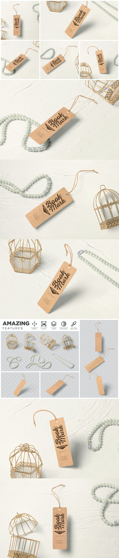 圆形牛皮纸书签标签设计样机 (PSD)