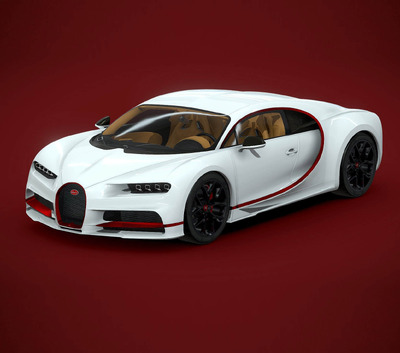 2021款Bugatti Chiron Sport跑车3D模型（OBJ,FBX,MAX）