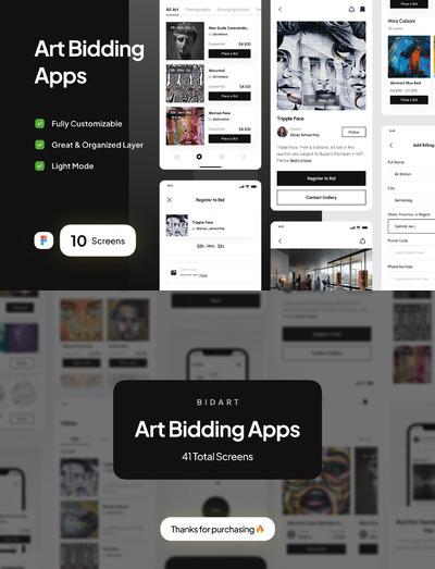 艺术投标应用程序 1 App UI Kit (FIG)
