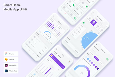 智能家居 App UI Kit (FIG,PSD,SKETCH,XD)