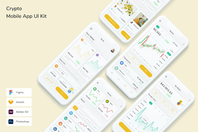 加密货币 App UI Kit (FIG,PSD,SKETCH,XD)