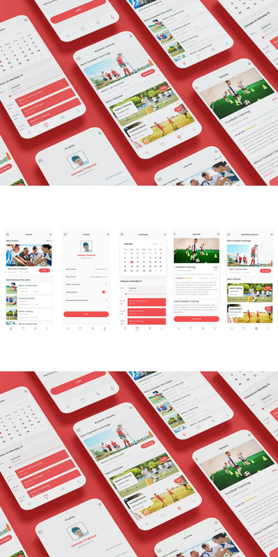 儿童足球课程 App UI (AI,EPS,FIG,PSD,SKETCH,SVG,XD)