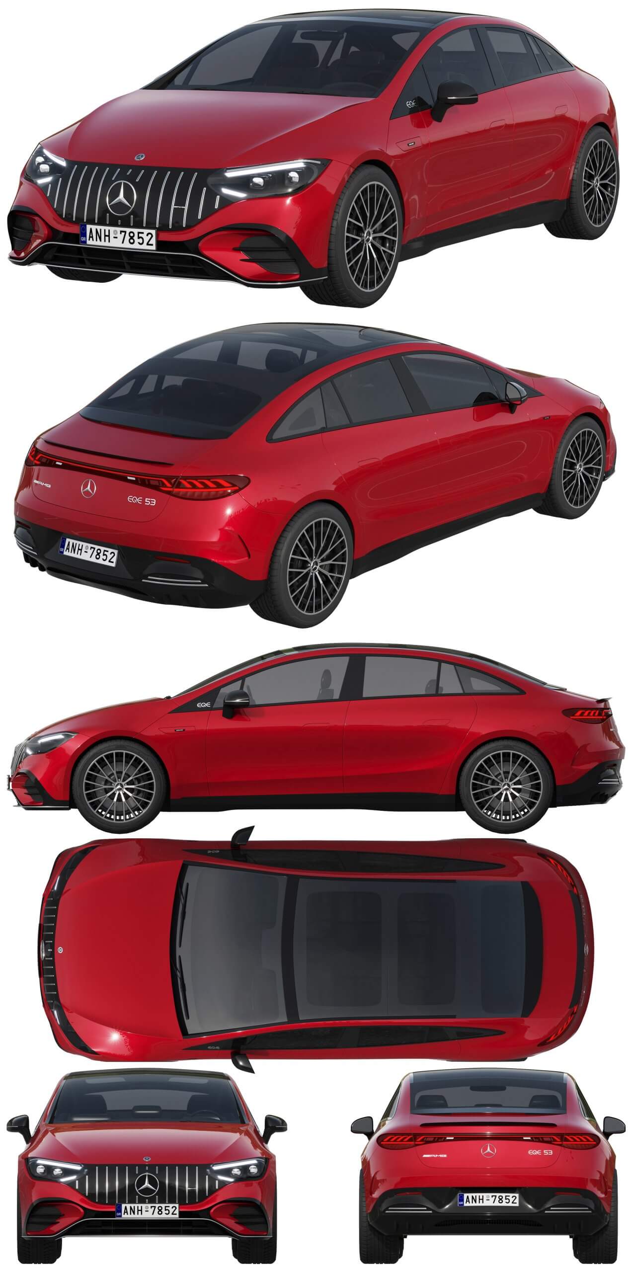 Mercedes-Benz梅赛德斯奔驰EQE 53 AMG汽车3D模型（OBJ,FBX,MAX）