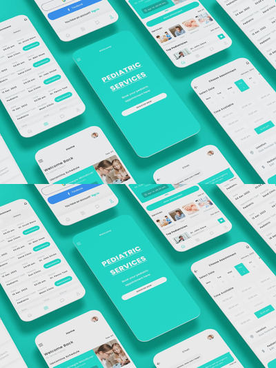 儿科临床应用 App Uikit (AI,EPS,FIG,PSD,SKETCH,SVG,XD)