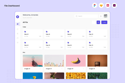 现代、干净、美观的文件管理仪表盘 UI模版 (FIG,SKETCH,XD)