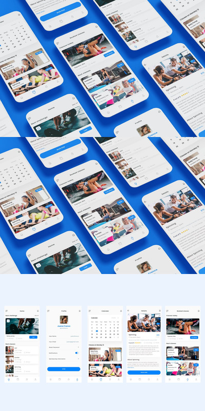 健身、健身房、运动和锻炼  App UI Kit (AI,EPS,FIG,PSD,SKETCH,SVG,XD)