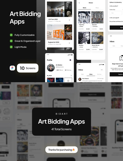 艺术投标应用程序 2 App UI Kit (FIG)