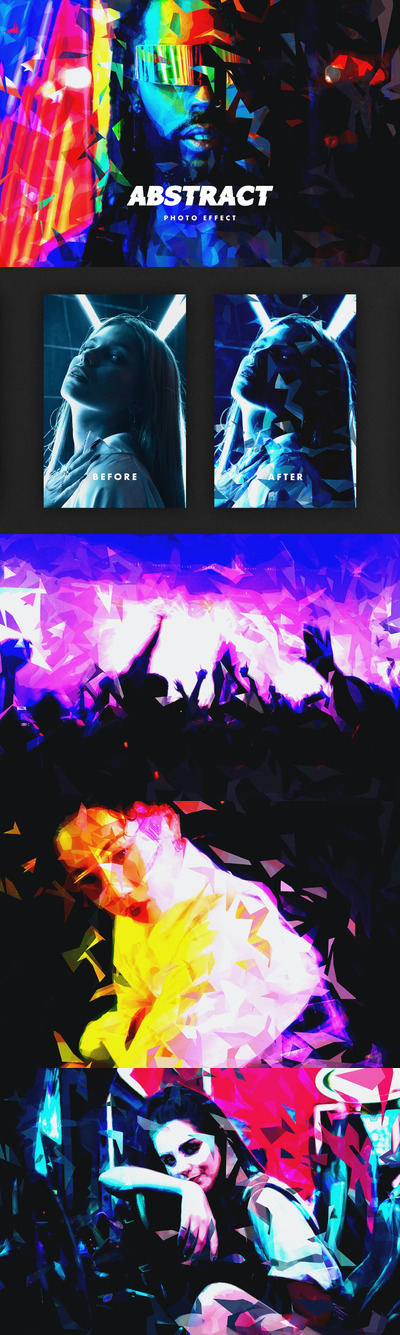 时尚高端抽象动感碎片照片效果图层样式-PSD