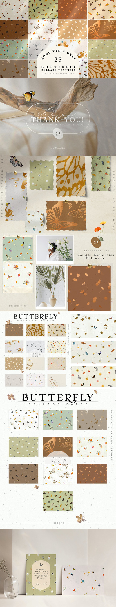 蝴蝶拼贴纸纹理图案 (JPG)