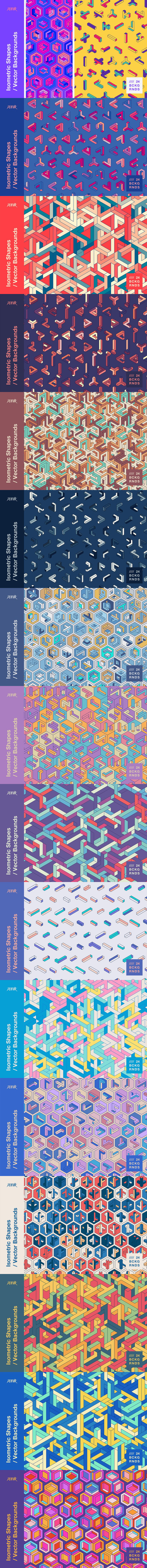 *24个实验等距形状/矢量背景图案 (AI,EPS,JPG)