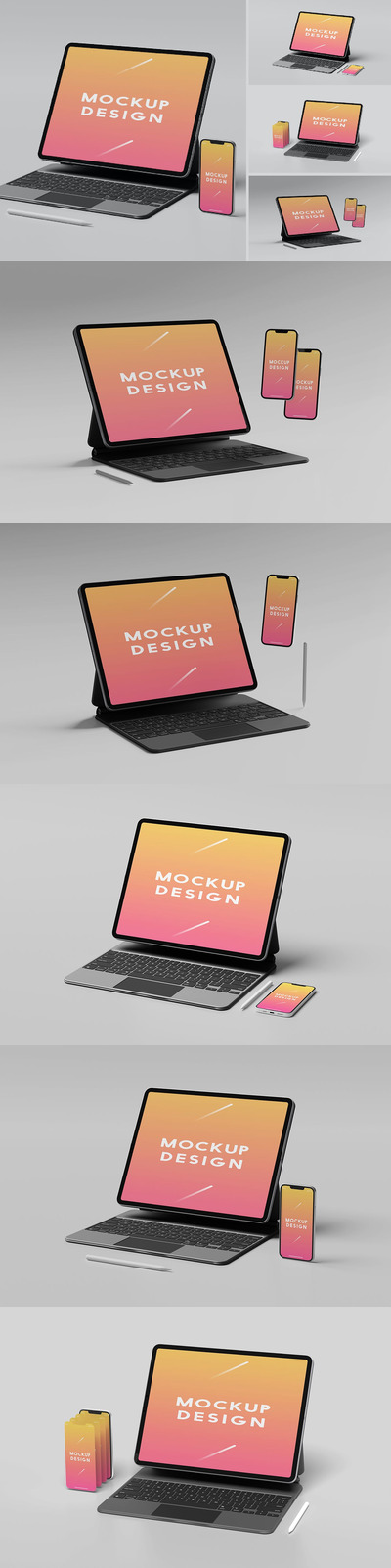 苹果手机&平板电脑场景屏幕展示样机 (PSD)