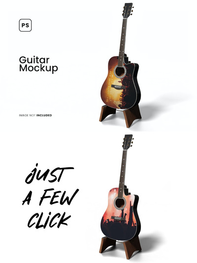 吉他乐器外观设计样机 (PSD)