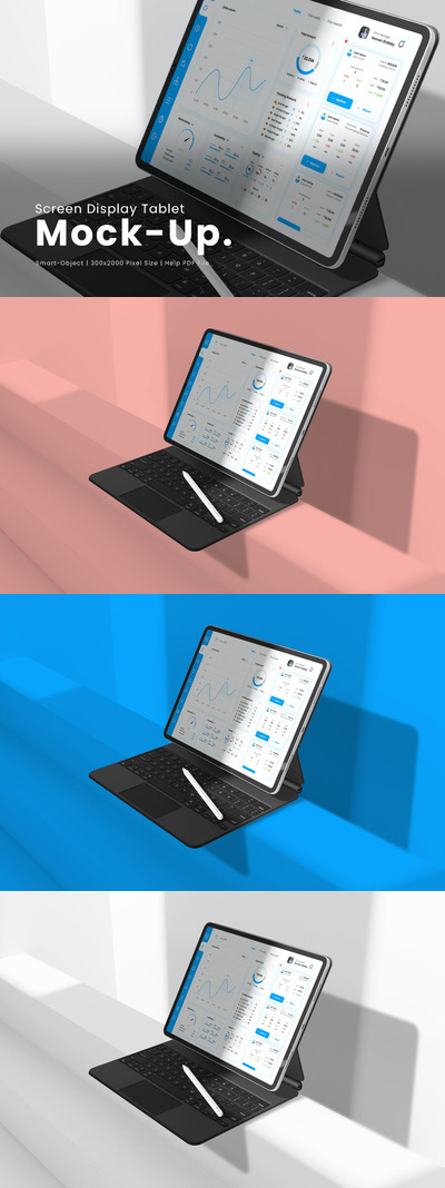 屏幕显示iPad平板电脑样机 (PSD)
