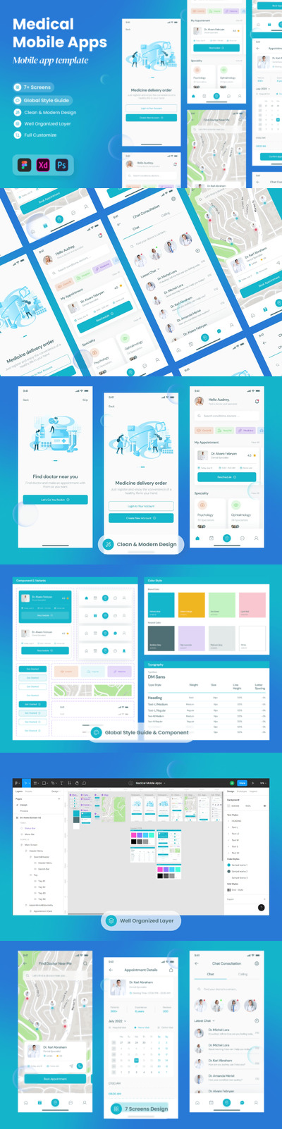 医疗相关APP UI KIT (PSD,XD,FIG)