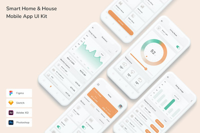 智能家居 App UI Kit (FIG,PSD,SKETCH,XD)