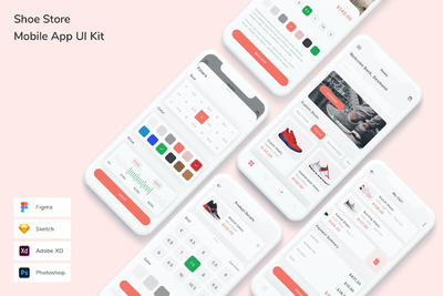 鞋店 App UI Kit (FIG,PSD,SKETCH,XD)