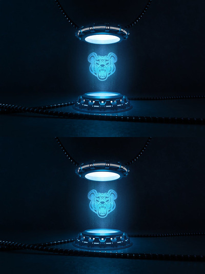 未来派暗黑场景全息图Logo展示样机模板 (PSD)