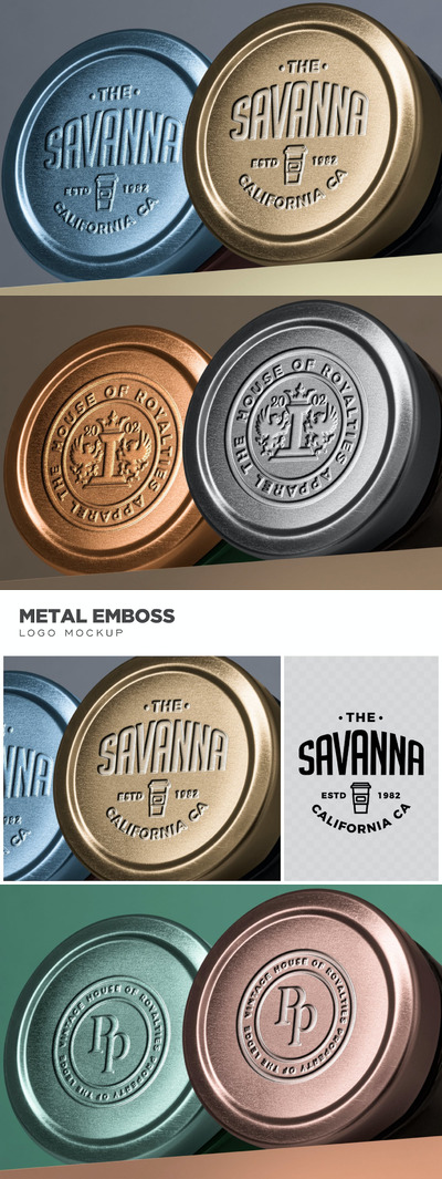 浮雕工艺金属标志Logo品牌样机 (PSD)