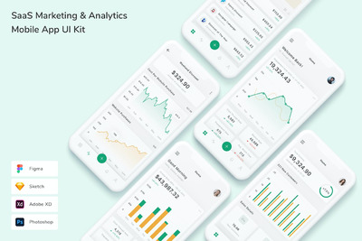SaaS 营销 & 分析移动端 App UI Kit (FIG,PSD,SKETCH,XD)