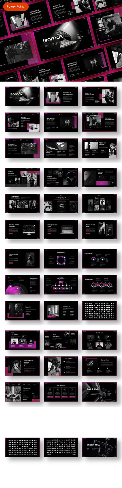 时尚高端个性配色的商业商务质感powerpoint幻灯片演示模板（pptx）