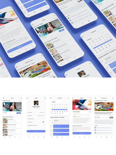 艺术绘画在线课&学校 App Ui Kit (AI,EPS,FIG,PSD,SKETCH,SVG,XD)