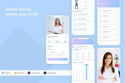 在线课堂 App UI Kit (FIG,PSD,SKETCH,XD)