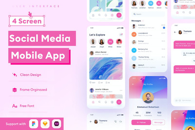 社交媒体 App Ui Kit (FIG,XD,SKETCH)