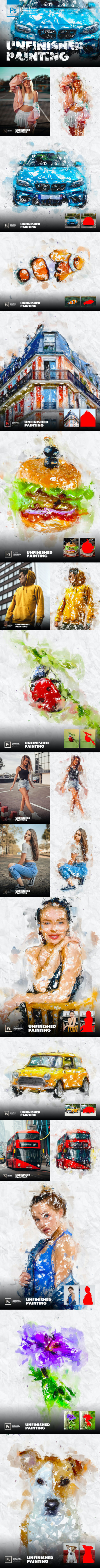 高端时尚抽象的手绘水墨水彩绘画photoshop动作预设