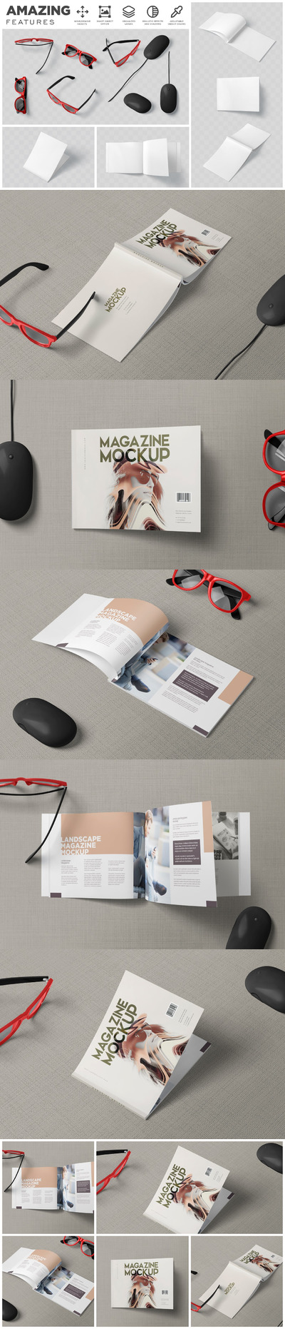 A4格式横版杂志宣传册样机 (PSD)