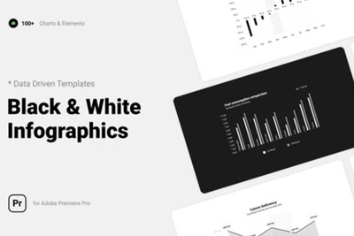 黑白风格信息图表视频PR素材[mogrt]