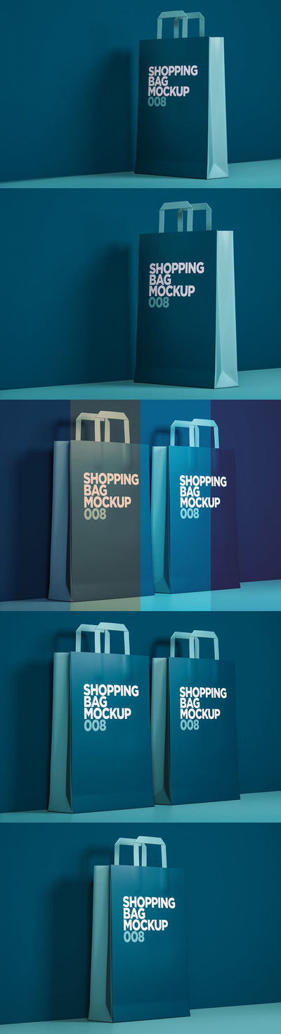 礼品购物袋设计样机模板 (PSD)
