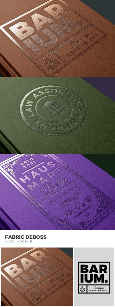 织物书籍封面标志设计样机 (PSD)