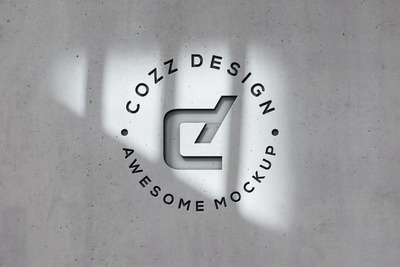 混凝土墙标志Logo展示样机 (JPG,PSD)