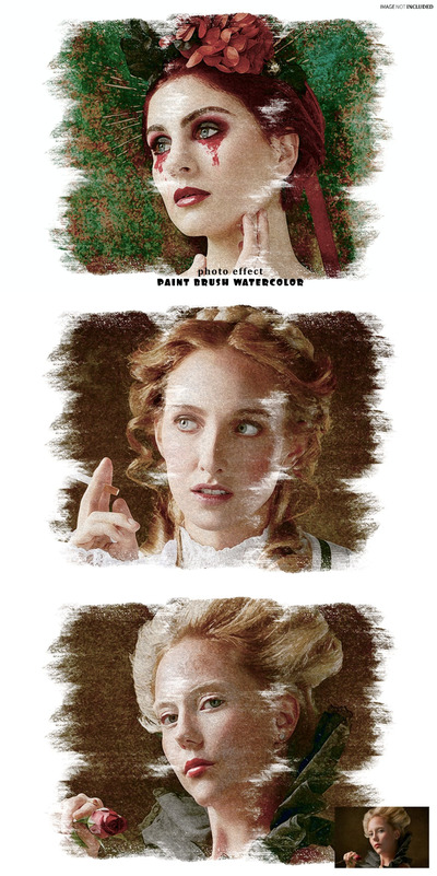 用水彩画笔画照片效果 (PSD)