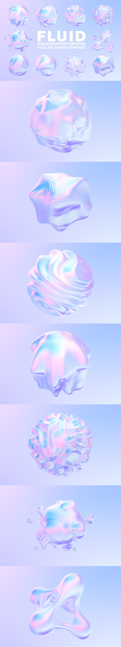 全息风格流体融球动画视频背景素材（MOV 2.79GB）