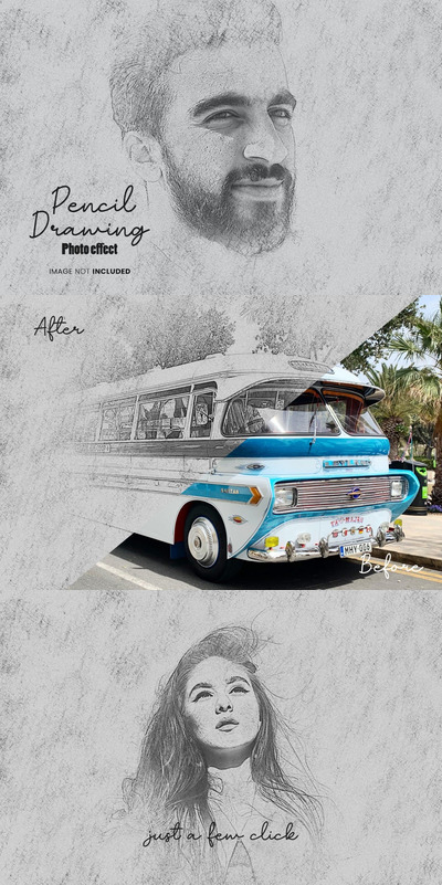 铅笔画照片photoshop效果 (PSD)