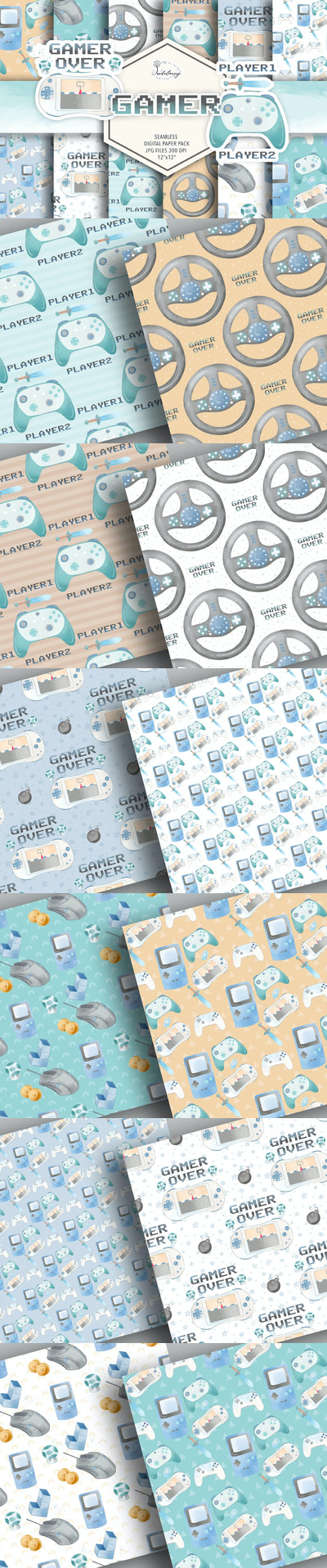 水彩游戏元素背景 (JPG)