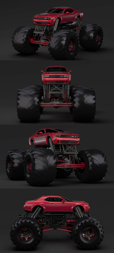 Dodge道奇Challenger Demon大脚车3D模型（OBJ,FBX,MAX,Blend）