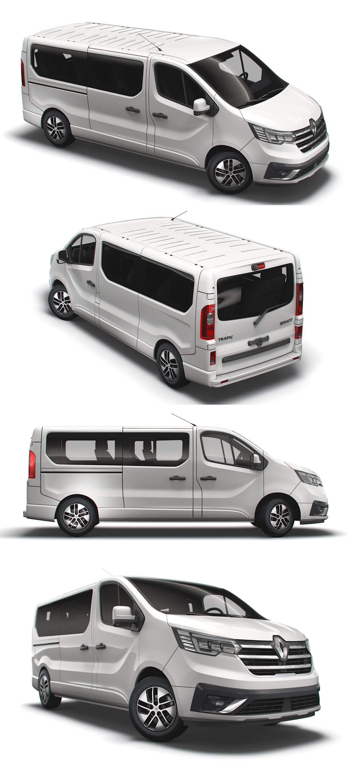 2021款Renault雷诺Trafic SpaceClass LWB豪华小巴车3D模型（OBJ,FBX,MAX,Blend）