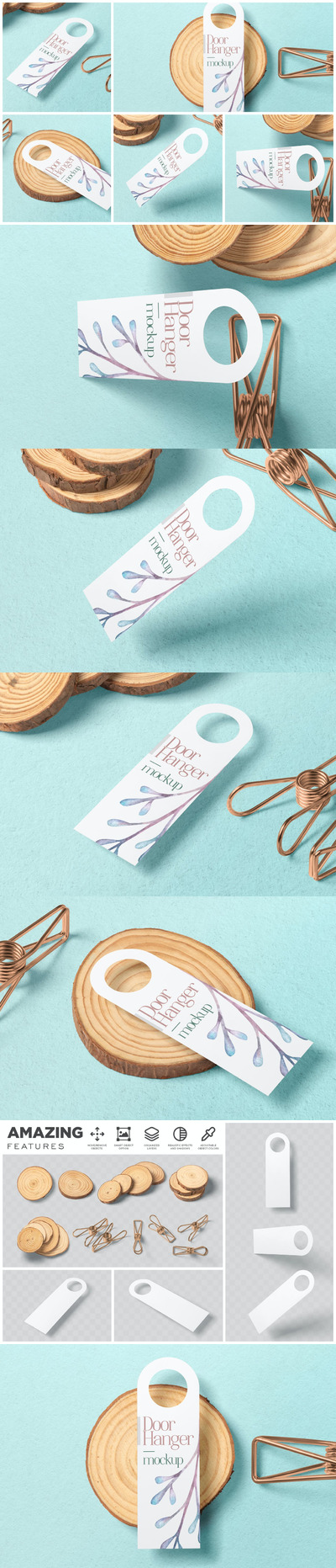 酒店门把手挂牌设计样机 (PSD)