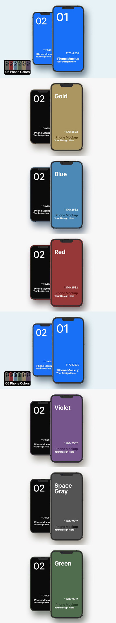 双屏幕iPhone手机样机 (PSD)