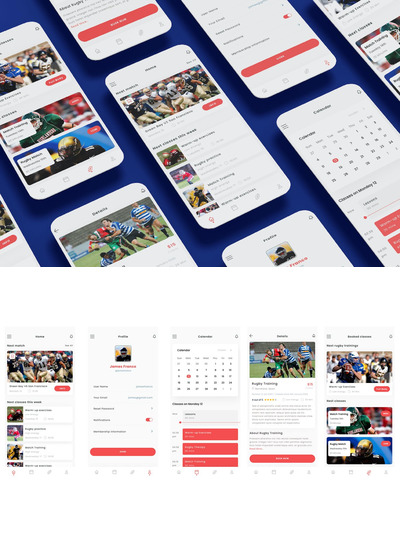 橄榄球学校App UI Kit (AI,EPS,FIG,PSD,SKETCH,SVG,XD)