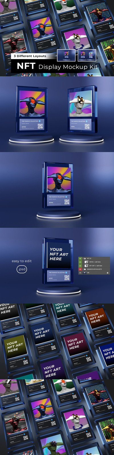 3D场景NFT作品显示样机套件 (PSD)