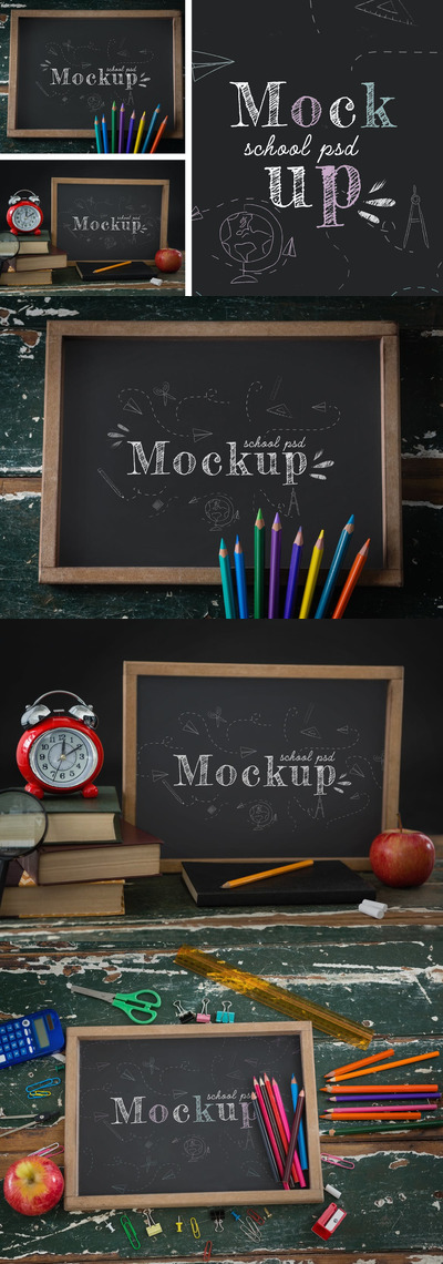 学校黑板木框样机模板 (PSD)