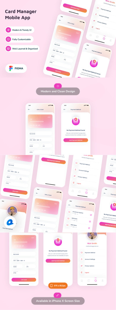 银行卡管理  App UI Kit (FIG)