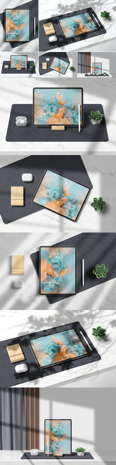 逼真阴影iPad Pro平板电脑样机 (PSD,PDF)